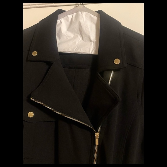 Calvin Klein 3/4 sleeve coat dress zippers/buttons black size 8 - Picture 3 of 5